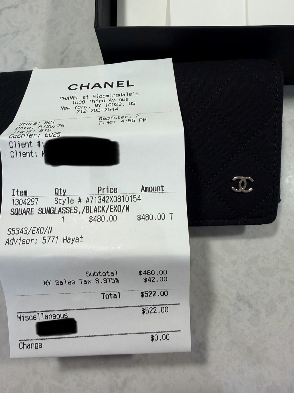 Chanel Square Sunglasses - Black with Beige trim - New with tags - Picture 11 of 11
